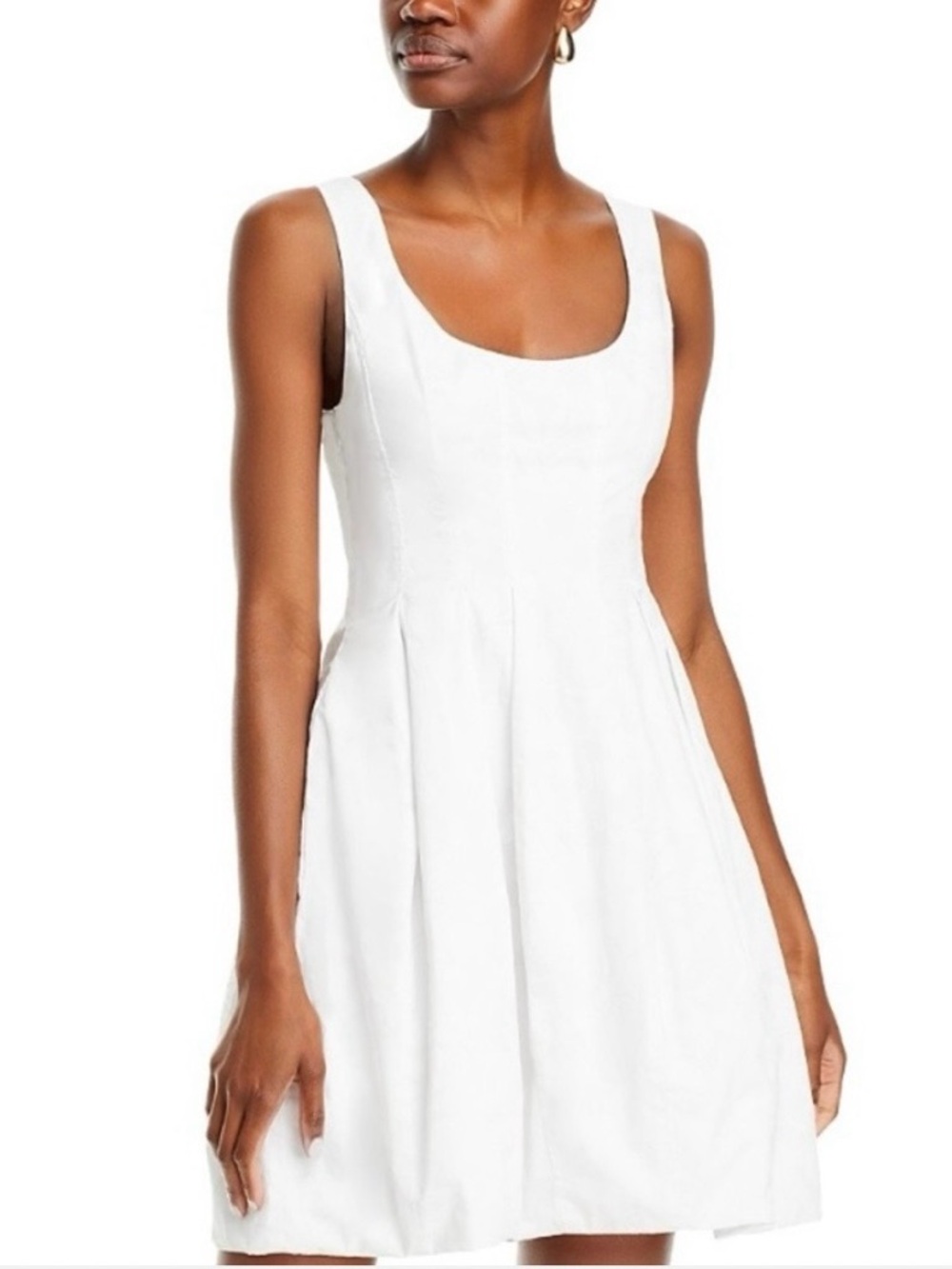 Derek Lam Crisp White Sleeveless Scoop-Neck Mini Dress